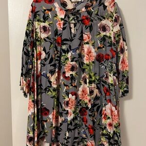 Umgee Floral Dress with Red and Pink Accents